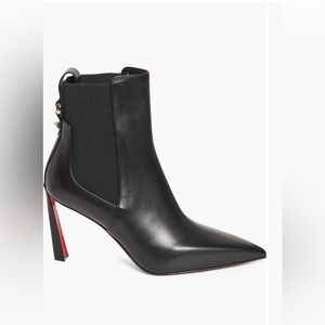 louboutin condodo black leather slip-on booty ankle boots sz 39 85mm NEW